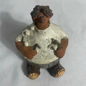 Meadows Vintage Dentist Clay Figurine Handmade and Signed 1980 GCG Art Deco